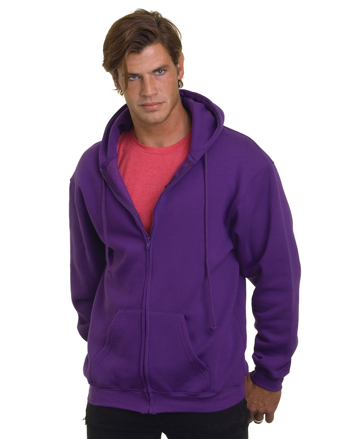 Bayside Men's Full-Zip Hooded Sweatshirt Mens Apparel Sweatshirts & Fleece