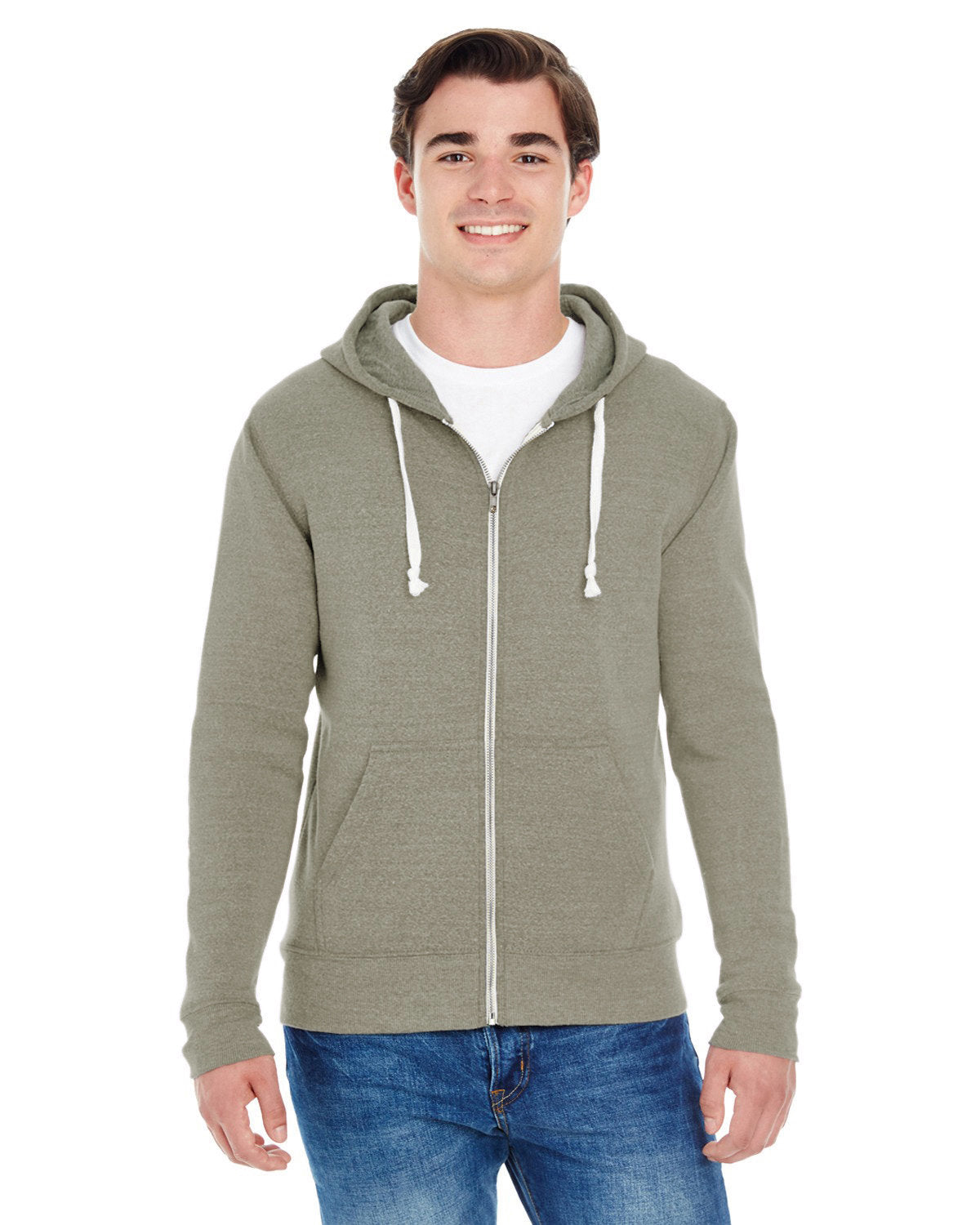 J. America Unisex Triblend Full-Zip Hooded Sweatshirt 4249-1