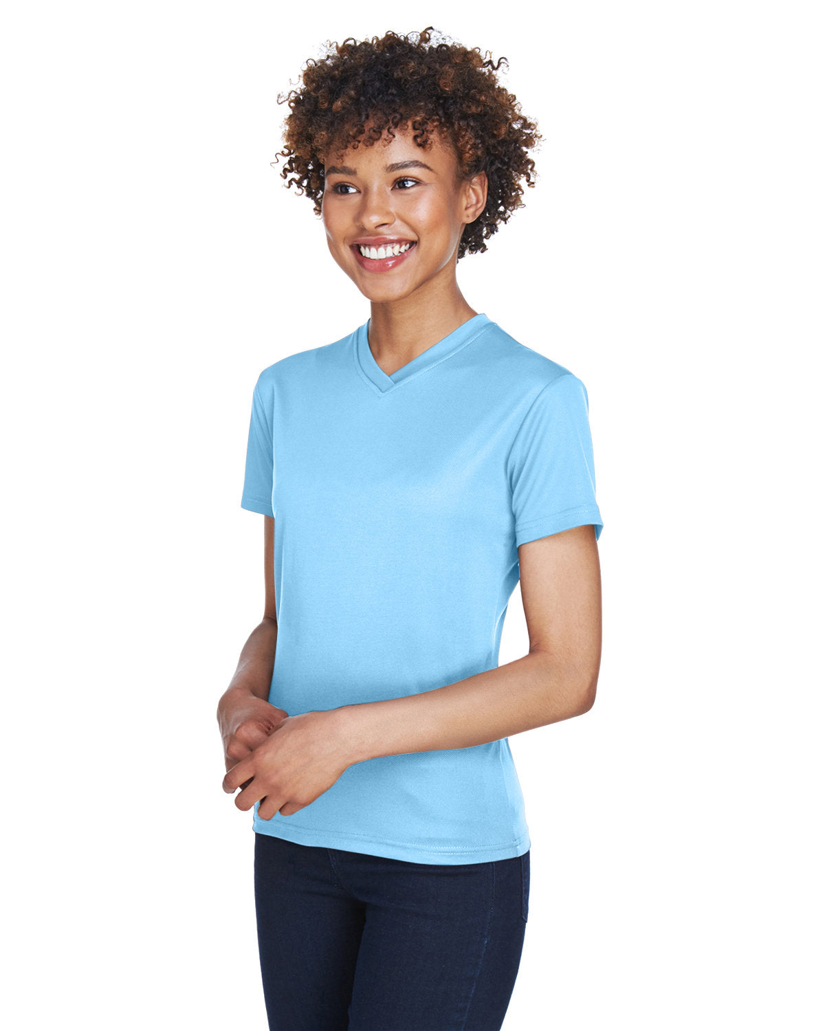 UltraClub Ladies' Cool & Dry Sport V-Neck T-Shirt Womens Apparel Shirts & Tops