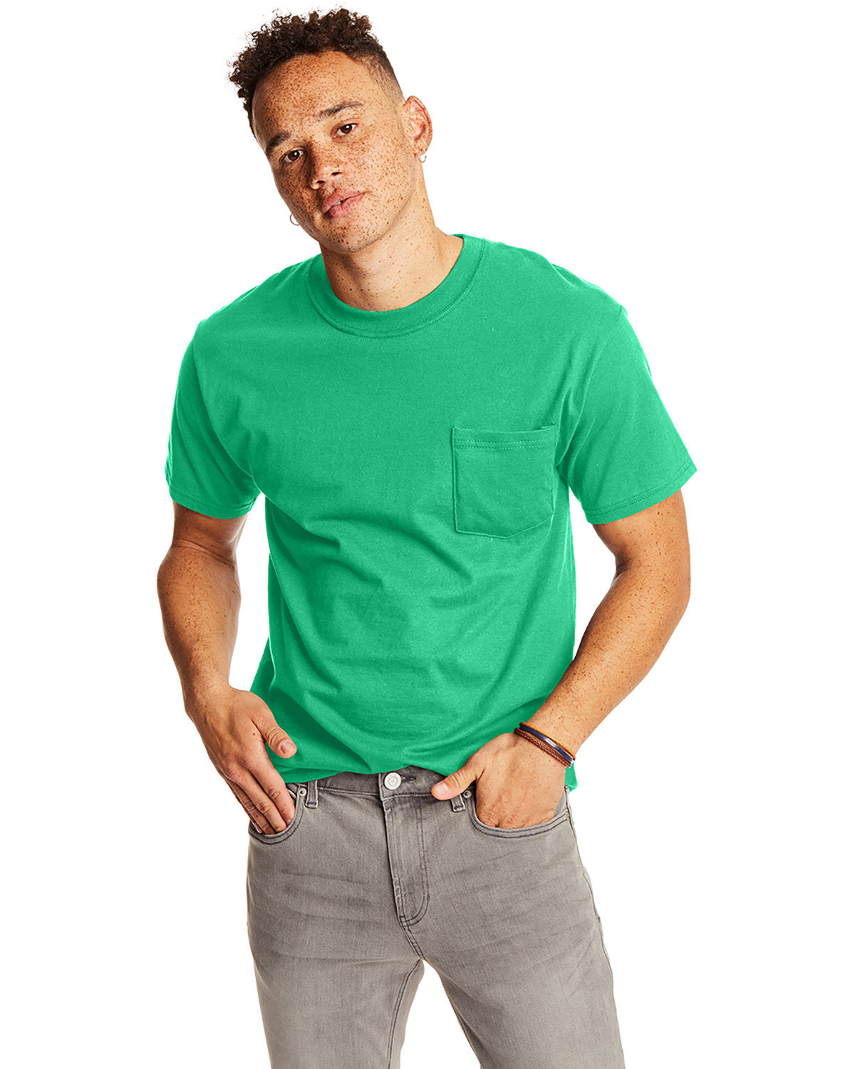 Hanes Men's Beefy-T 100% Cotton T-Shirt with Pocket 5190 Mens Apparel Shirts & Tops