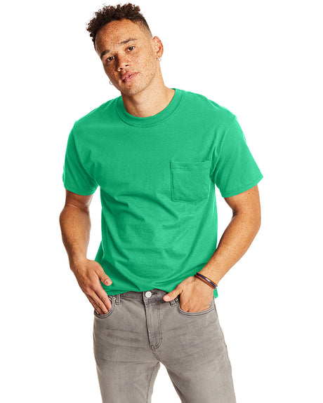 Hanes Men's Beefy-T 100% Cotton T-Shirt with Pocket 5190 Mens Apparel Shirts & Tops