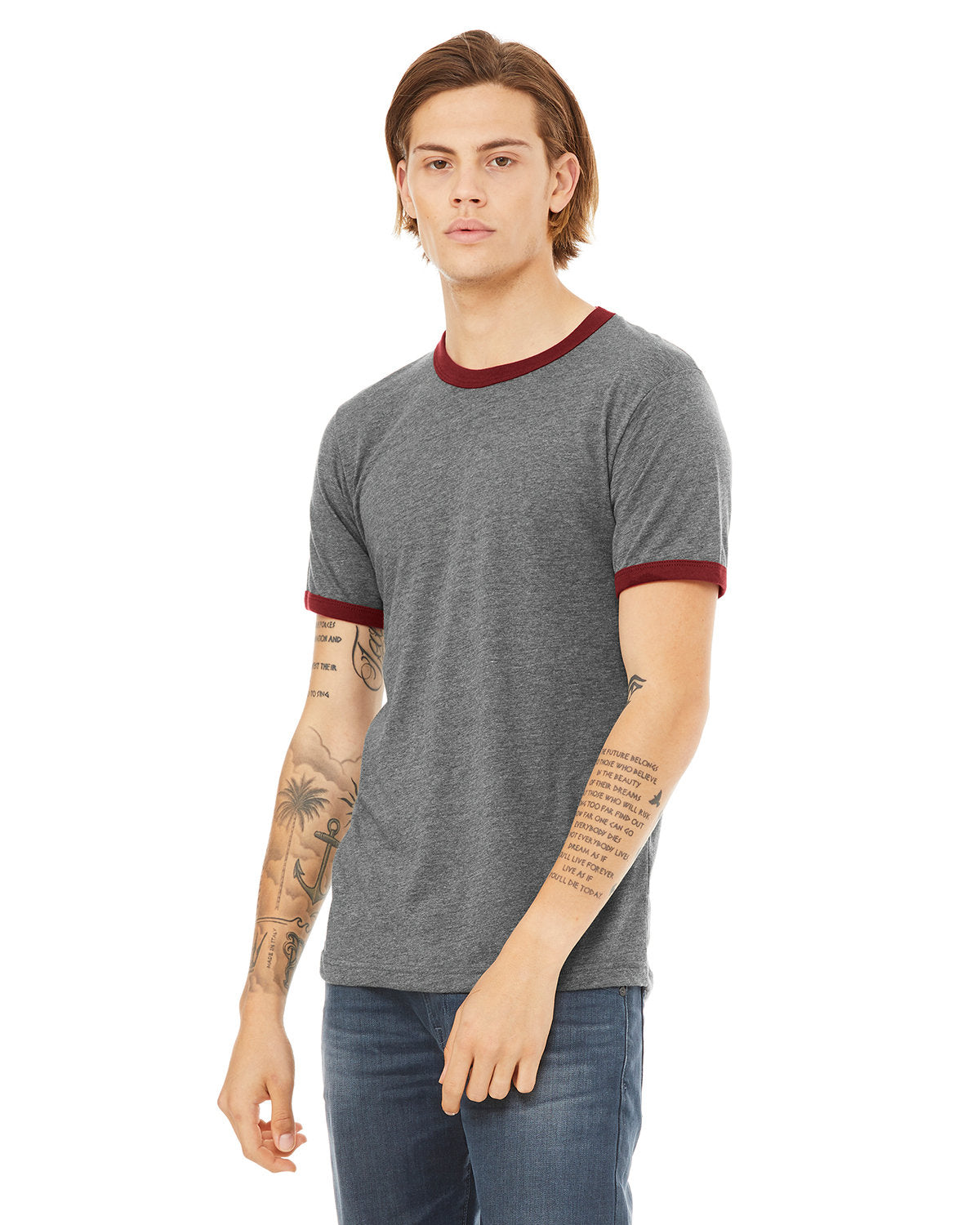 BELLA + CANVAS Men's Jersey Short-Sleeve Ringer T-Shirt Mens Apparel Shirts & Tops