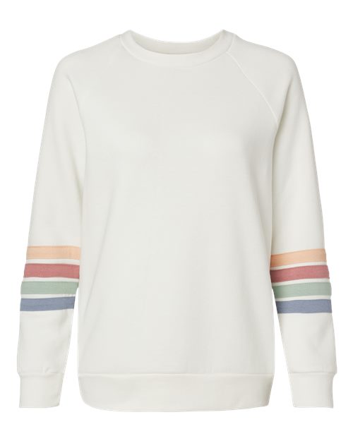 MV Sport Women's Striped Sleeves Crewneck Sweatshirt Womens Apparel Sweatshirts & Fleece