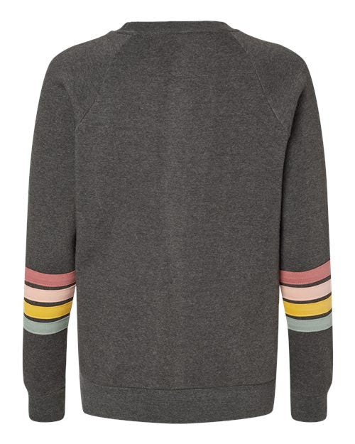 MV Sport Women's Striped Sleeves Crewneck Sweatshirt Womens Apparel Sweatshirts & Fleece