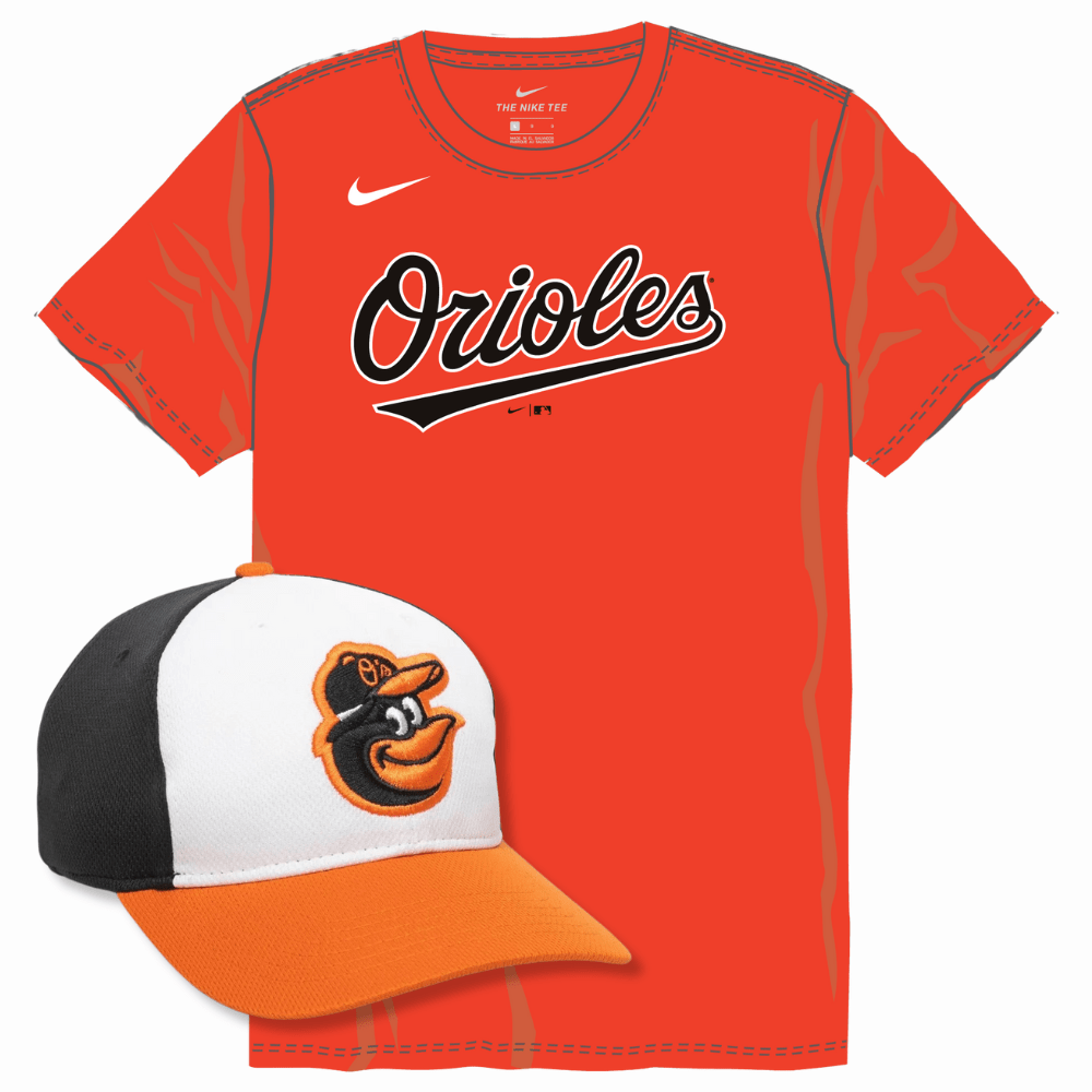 Baltimore Orioles Youth Nike Jersey & Outdoor Cap MLB-350 Hat Bundle Fan Gear MLB Baltimore Orioles