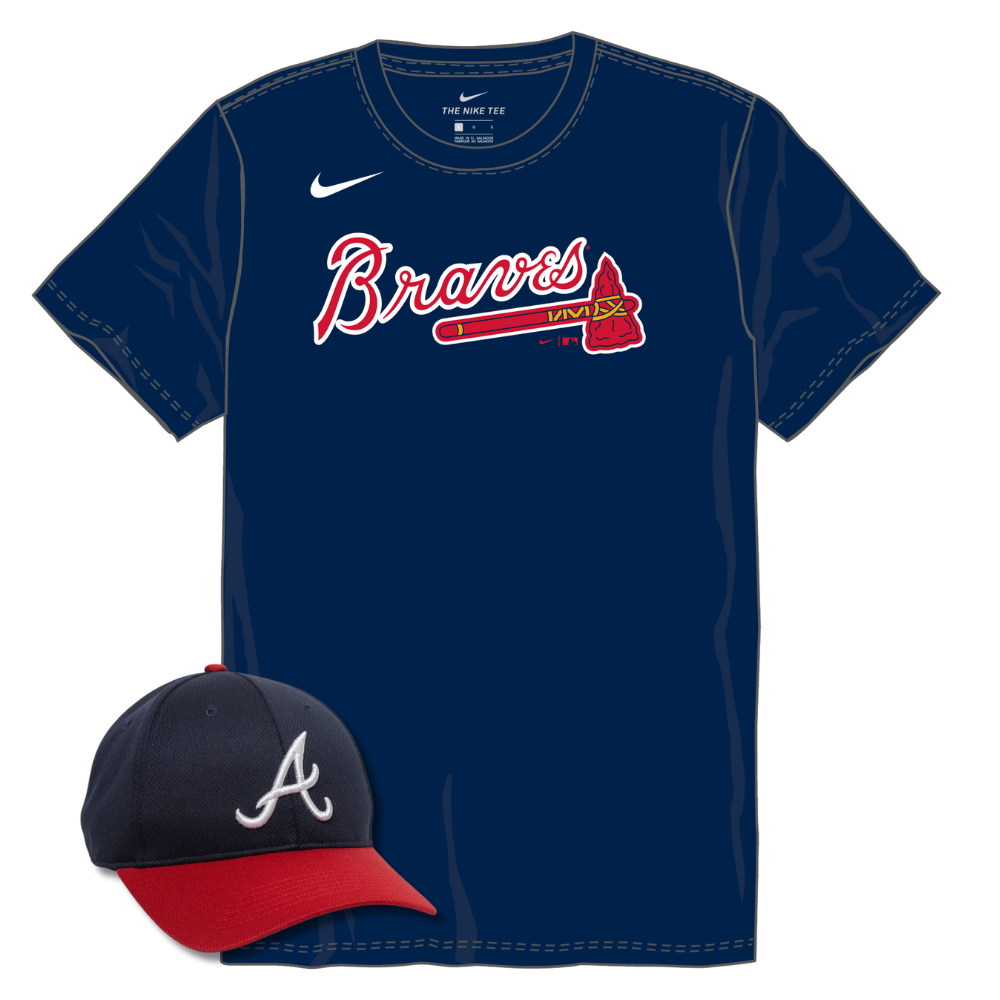 Atlanta Braves Youth Nike Jersey & Outdoor Cap MLB-350 Hat Bundle Fan Gear MLB Atlanta Braves