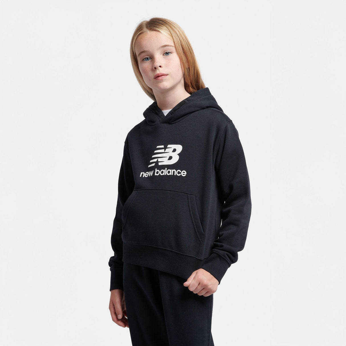 New Balance Youth French Terry Stacked Logo Hoodie Youth Apparel Hoodies & Sweatshirts