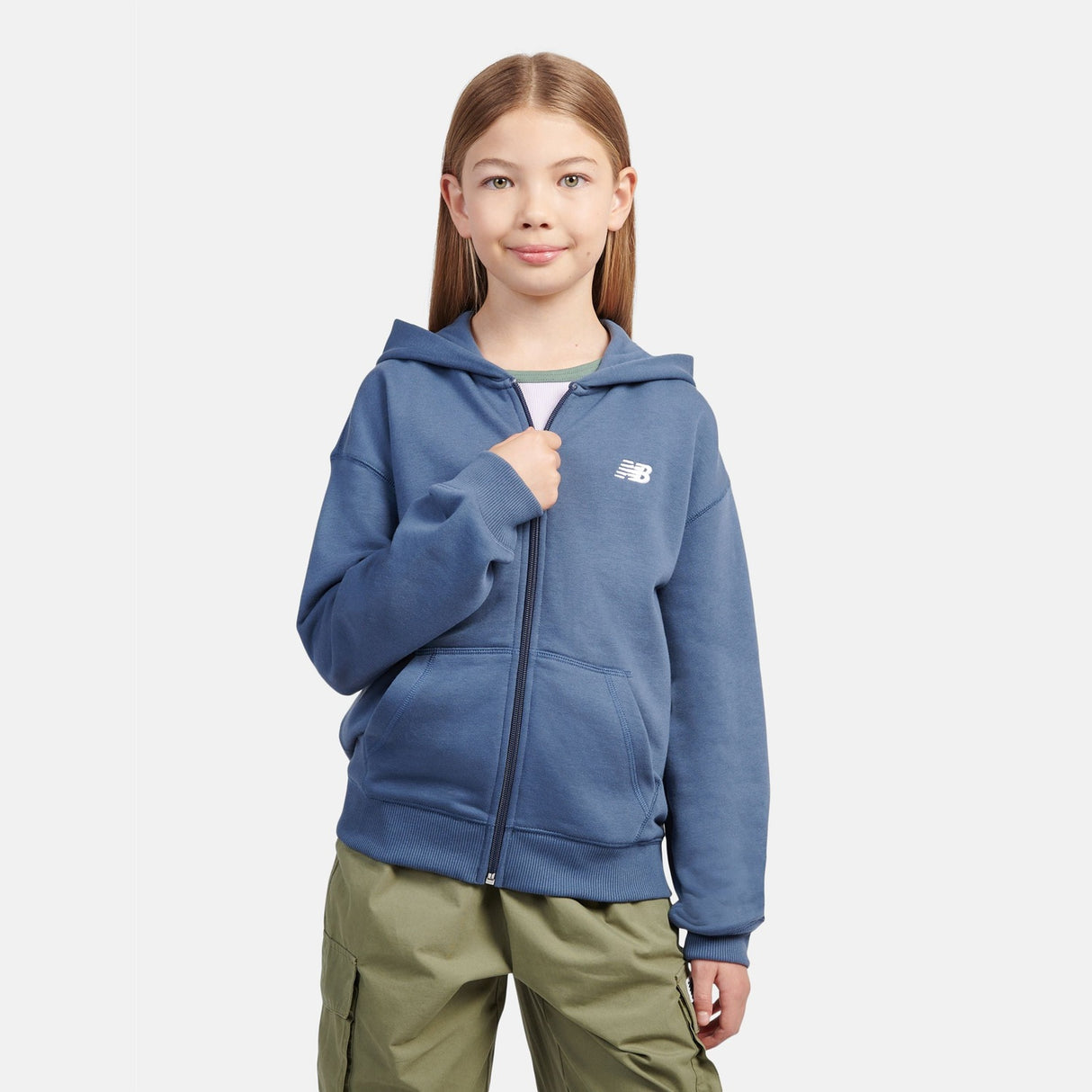 New Balance Youth French Terry Small Logo Full Zip Hoodie Youth Apparel Hoodies & Sweatshirts