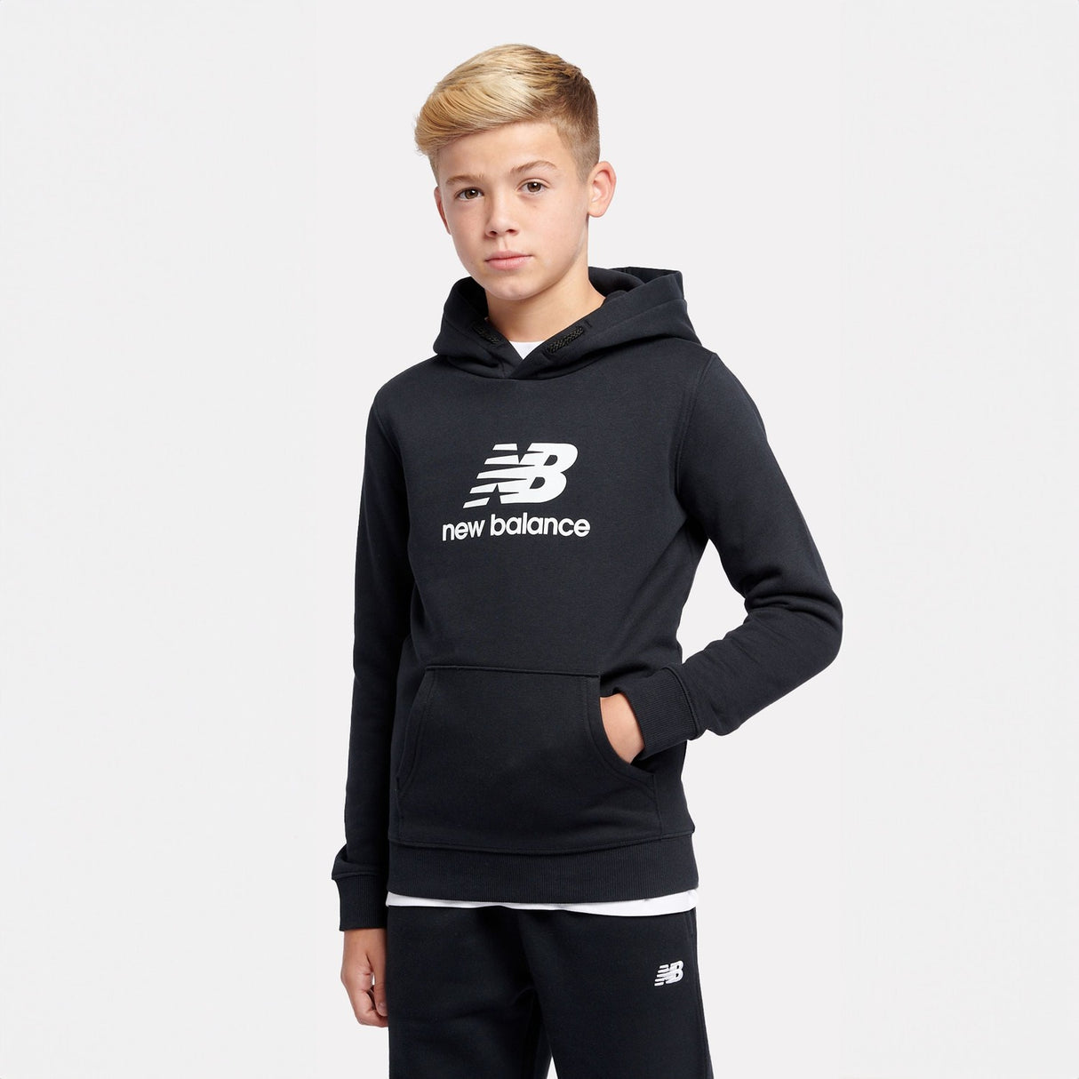 New Balance Youth French Terry Stacked Logo Hoodie Youth Apparel Hoodies & Sweatshirts