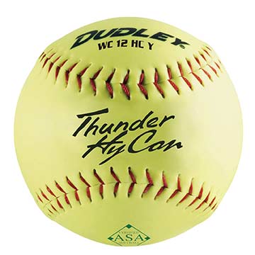 Dudley Thunder Hycon 12" Yellow Leather 52/300 ASA Softball - Dozen Softball Softballs All