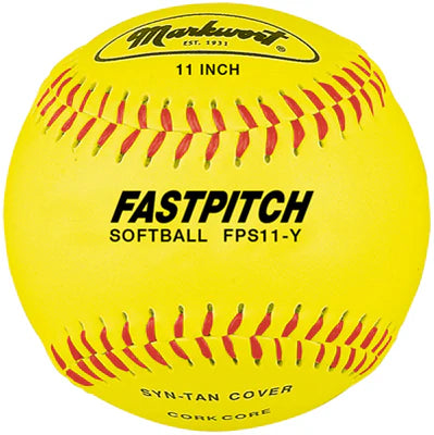 Markwort Yellow Synthetic Cover 11" Softball - Dozen Softball Softballs All