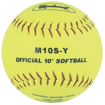 Markwort Yellow Synthetic Cover 10" Softball - Dozen Softball Softballs All