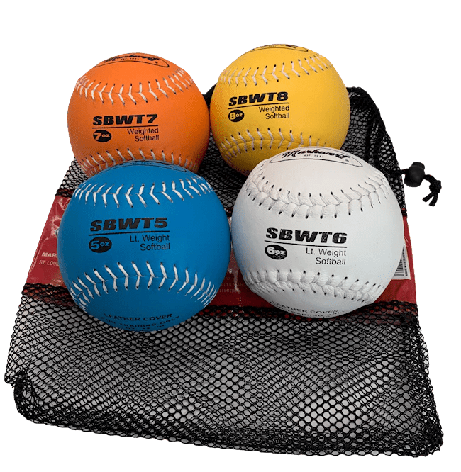 Markwort Weighted Softball Set of Four Balls - 5, 6, 7, & 8 oz. Softball Softballs All