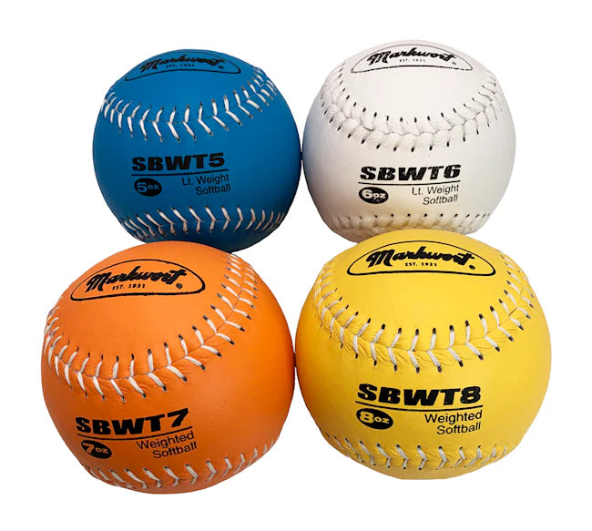 Markwort Weighted Softball Set of Four Balls - 5, 6, 7, & 8 oz. Softball Softballs All