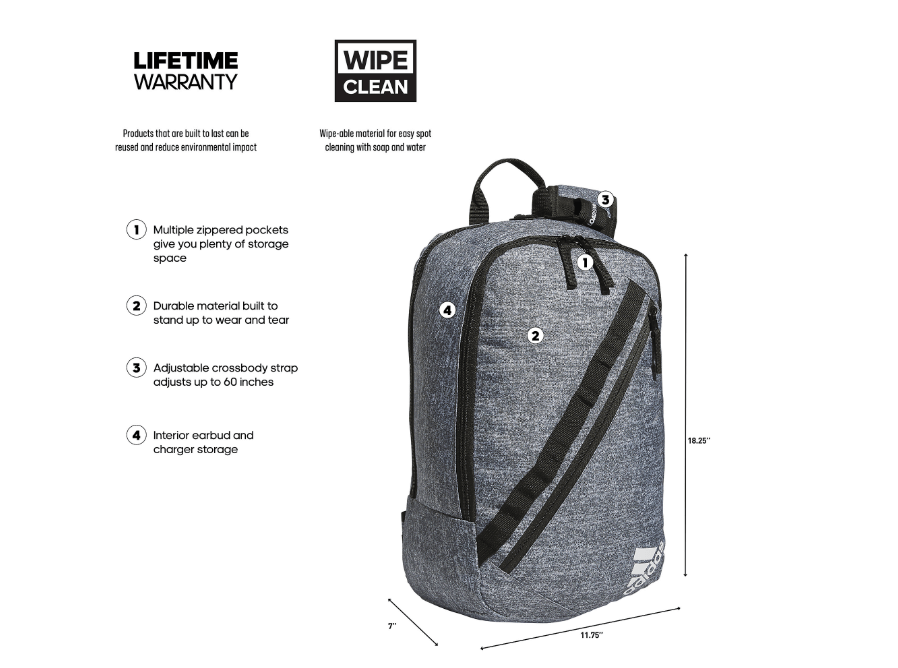 adidas Prime Sling Backpack Unisex Accessories Bags & Backpacks