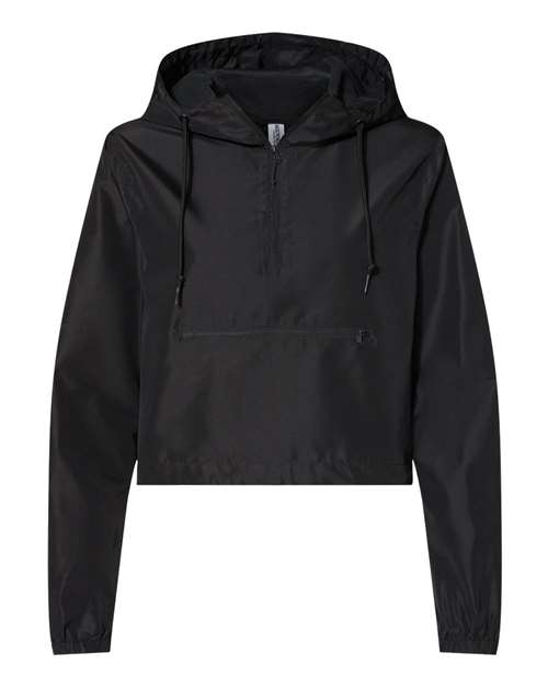 Independent Trading Co. Women's Lightweight Quarter-Zip Pullover Crop Windbreaker Womens Apparel Jackets & Vests