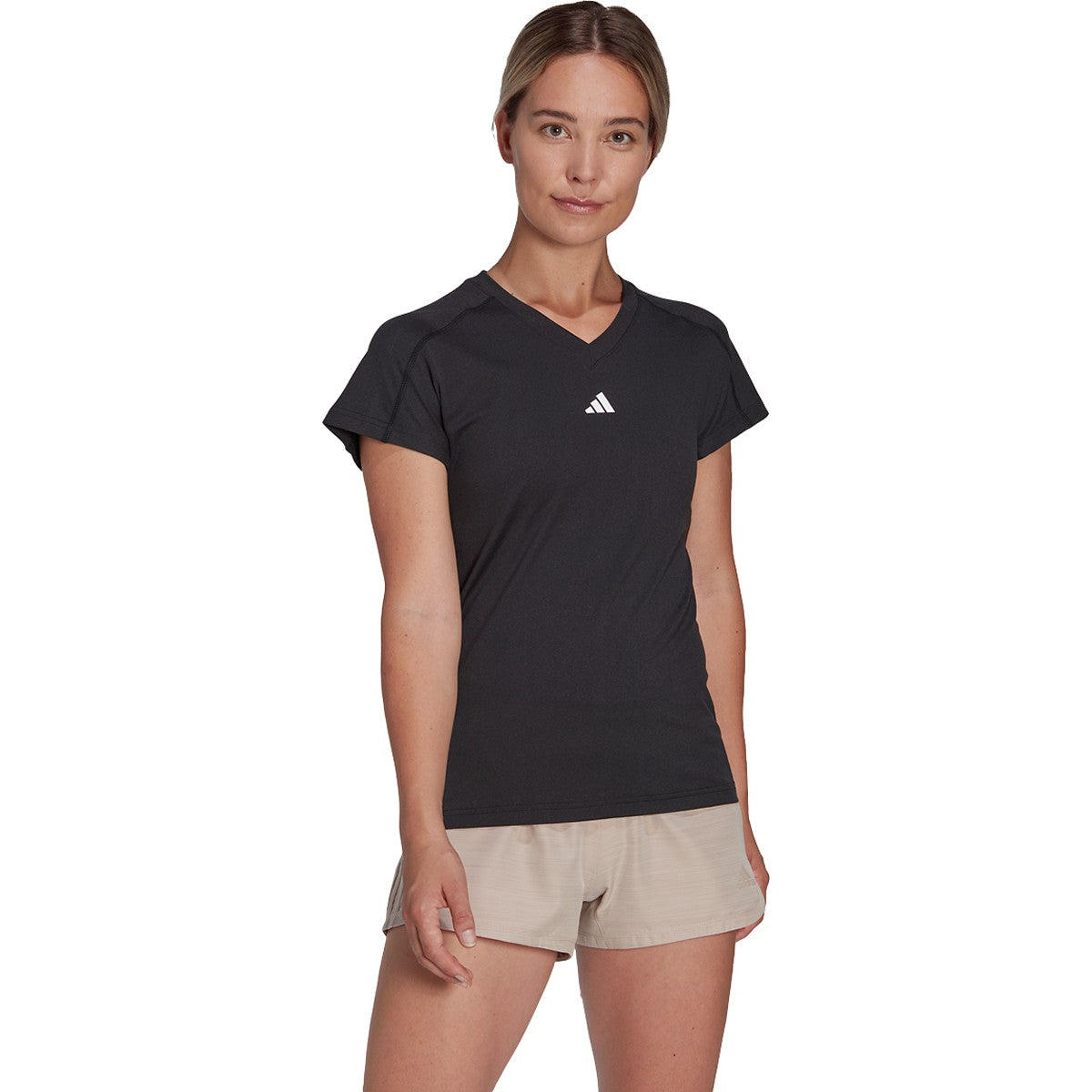 adidas Women's Aeroready Train Essentials Minimal Branding V-Neck Tee Womens Apparel Shirts & Tops
