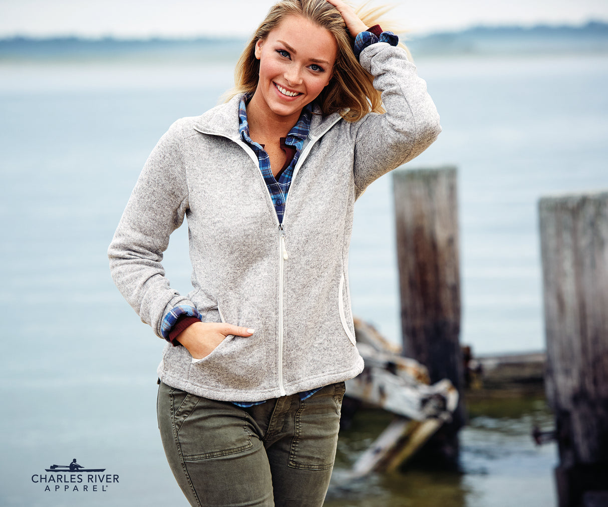 Charles River Women's Heathered Fleece Jacket Womens Apparel Sweatshirts & Fleece