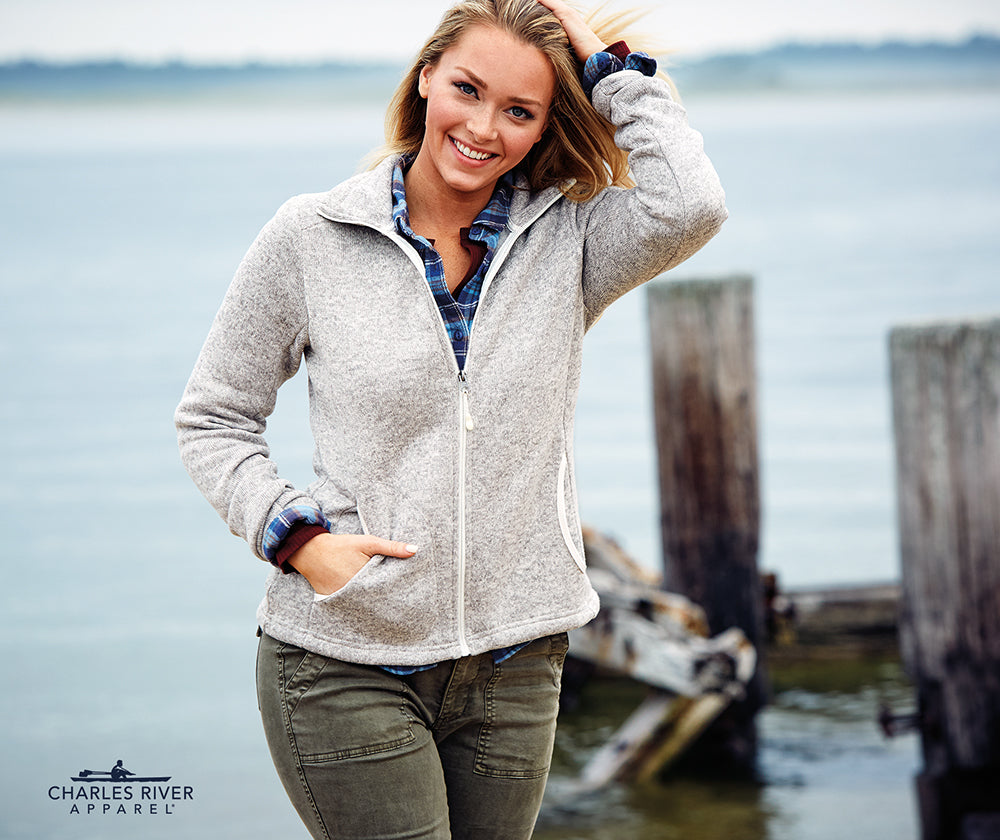 Charles River Women's Heathered Fleece Jacket Womens Apparel Sweatshirts & Fleece
