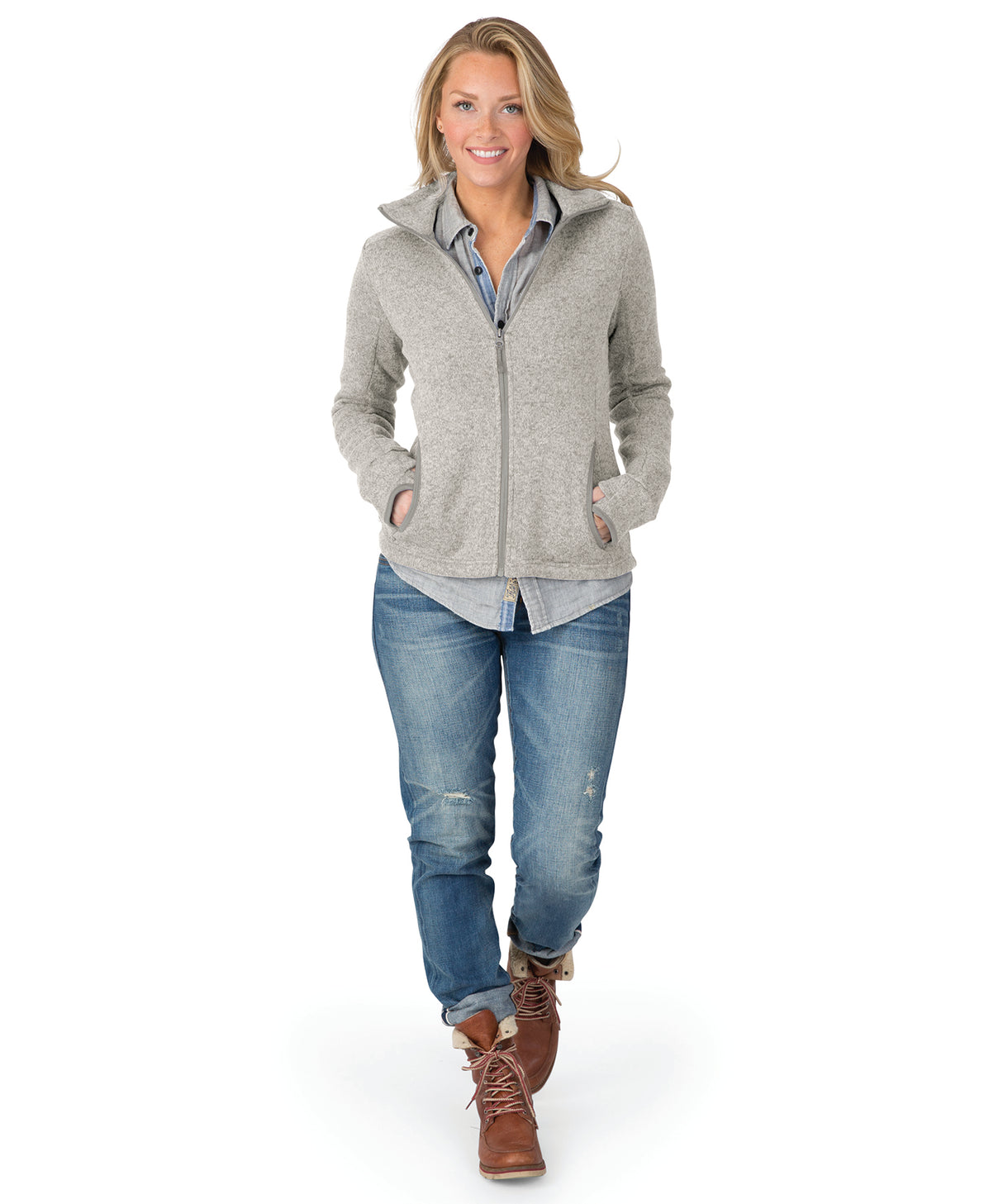 Charles River Women's Heathered Fleece Jacket Womens Apparel Sweatshirts & Fleece