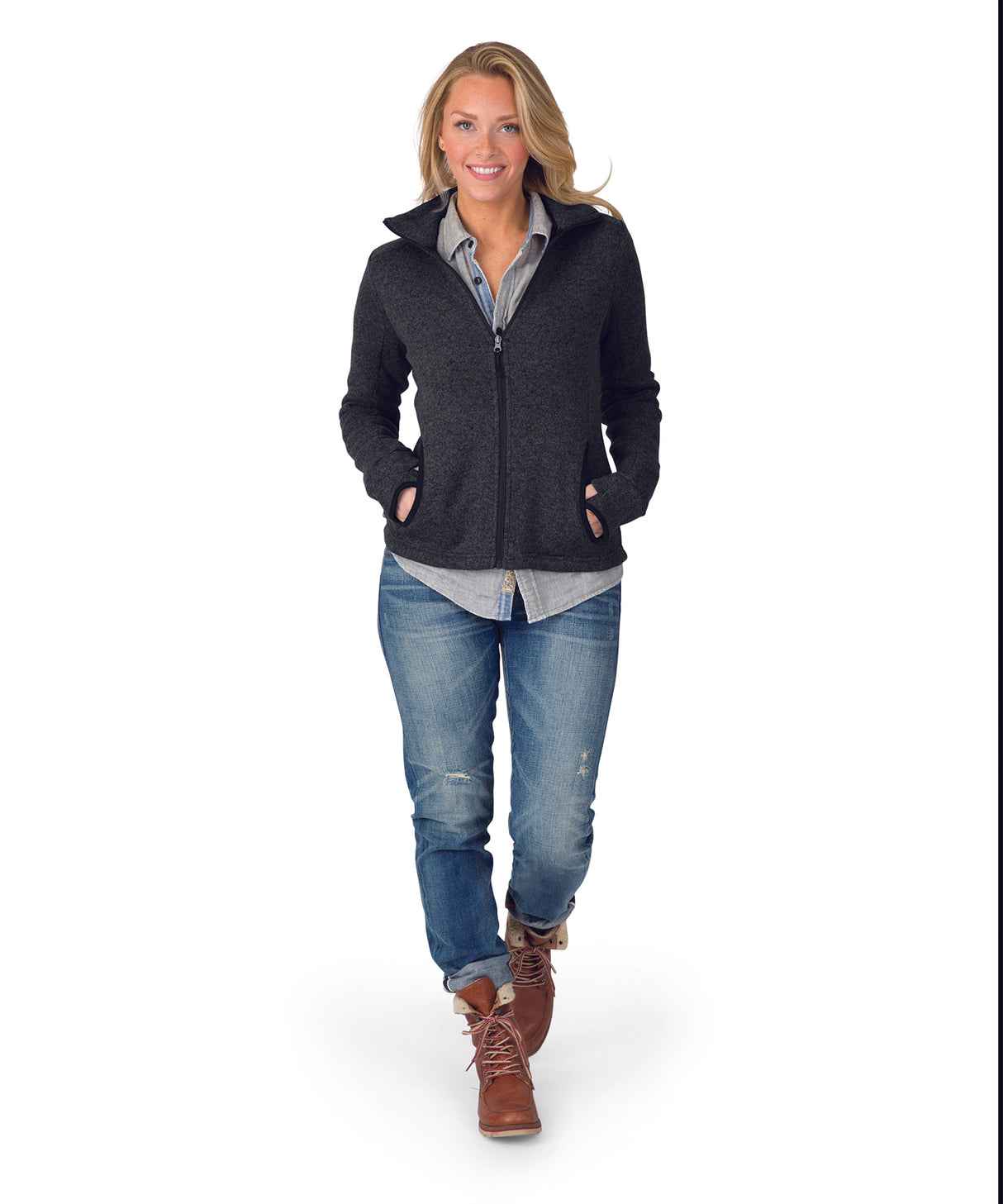 Charles River Women's Heathered Fleece Jacket Womens Apparel Sweatshirts & Fleece