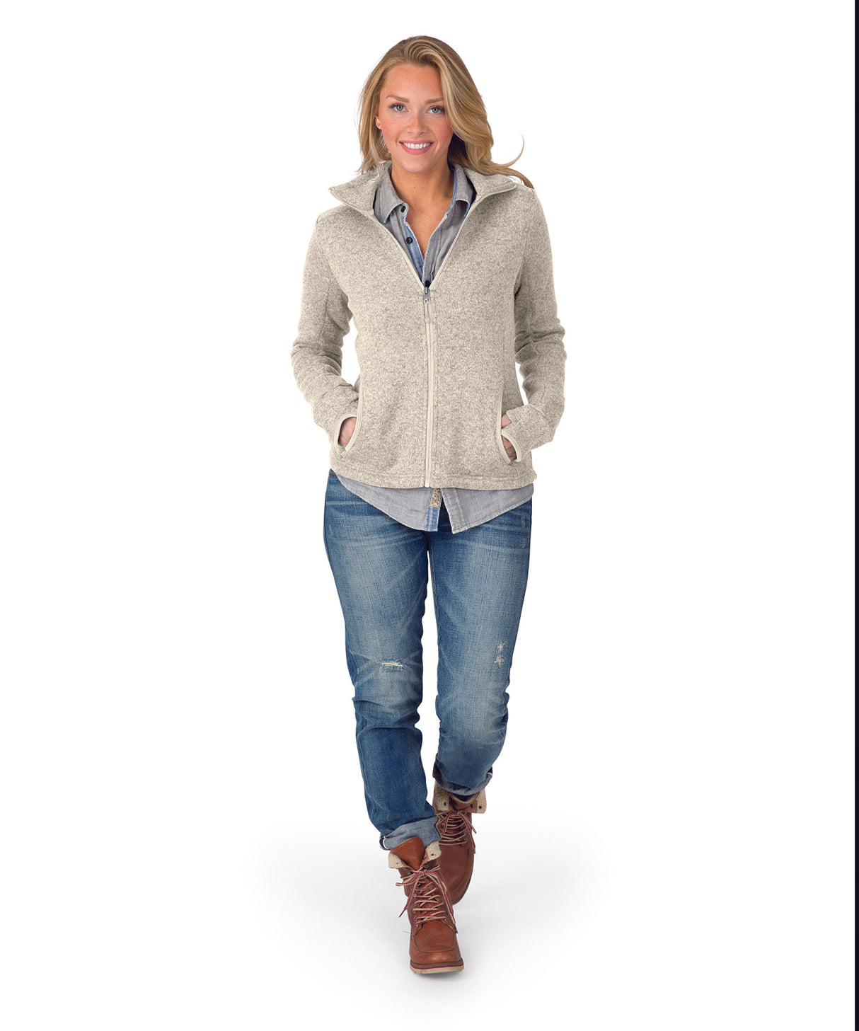 Charles River Women's Heathered Fleece Jacket Womens Apparel Sweatshirts & Fleece