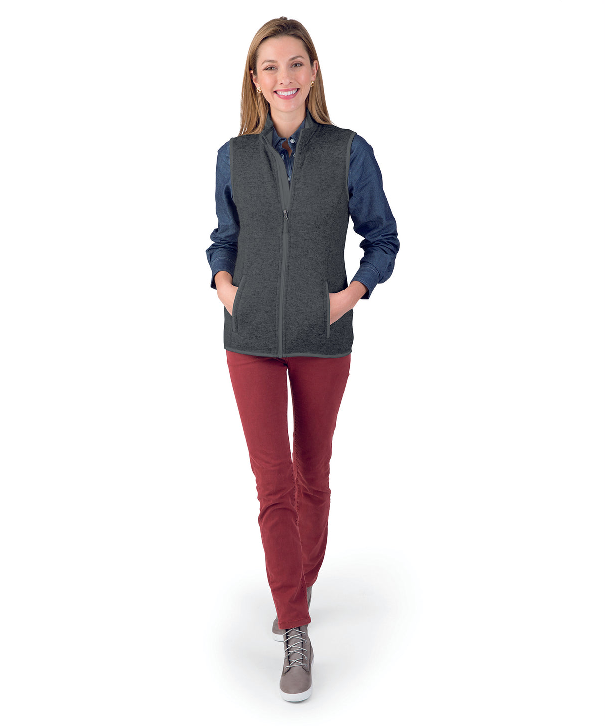 Charles River Women's Pacific Heathered Vest Womens Apparel Jackets & Vests