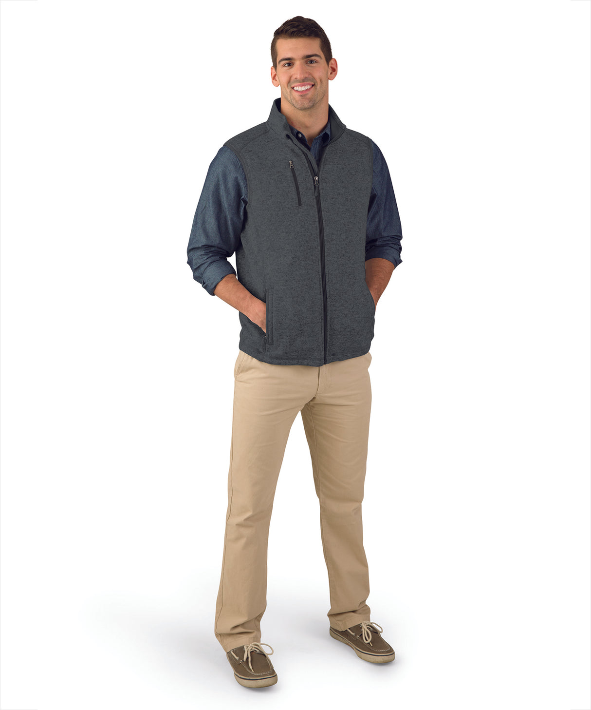 Charles River Men's Pacific Heathered Vest Mens Apparel Jackets & Vests
