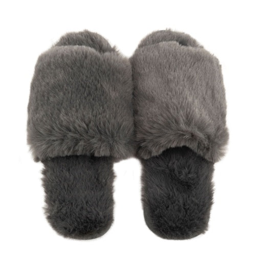 Lemon Women's Waterfront Solid Faux Fur Slide Slippers-3