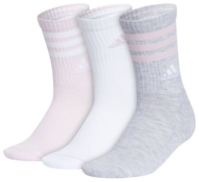 adidas Women's Cushioned 3-Stripe 3.0 3-Pack Crew Socks Unisex Accessories Socks