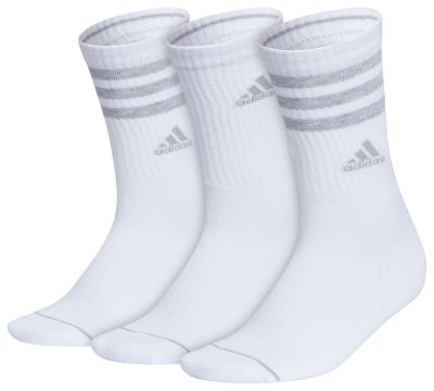 adidas Women's Cushioned 3-Stripe 3.0 3-Pack Crew Socks Unisex Accessories Socks