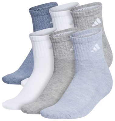 adidas Women's Athletic Cushioned 6-Pack Quarter Socks Unisex Accessories Socks