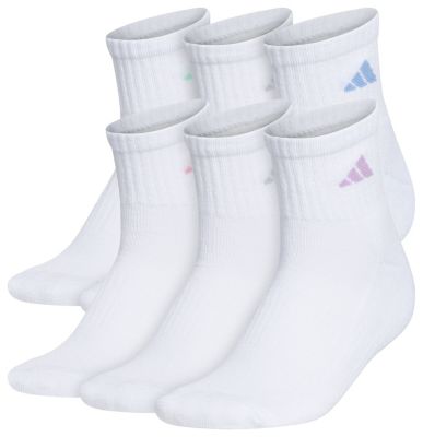 adidas Women's Athletic Cushioned 6-Pack Quarter Socks Unisex Accessories Socks