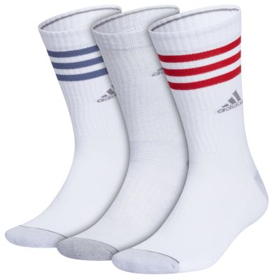 adidas Men's Cushioned 3-Stripe 3.0 3-Pack Crew Socks Unisex Accessories Socks
