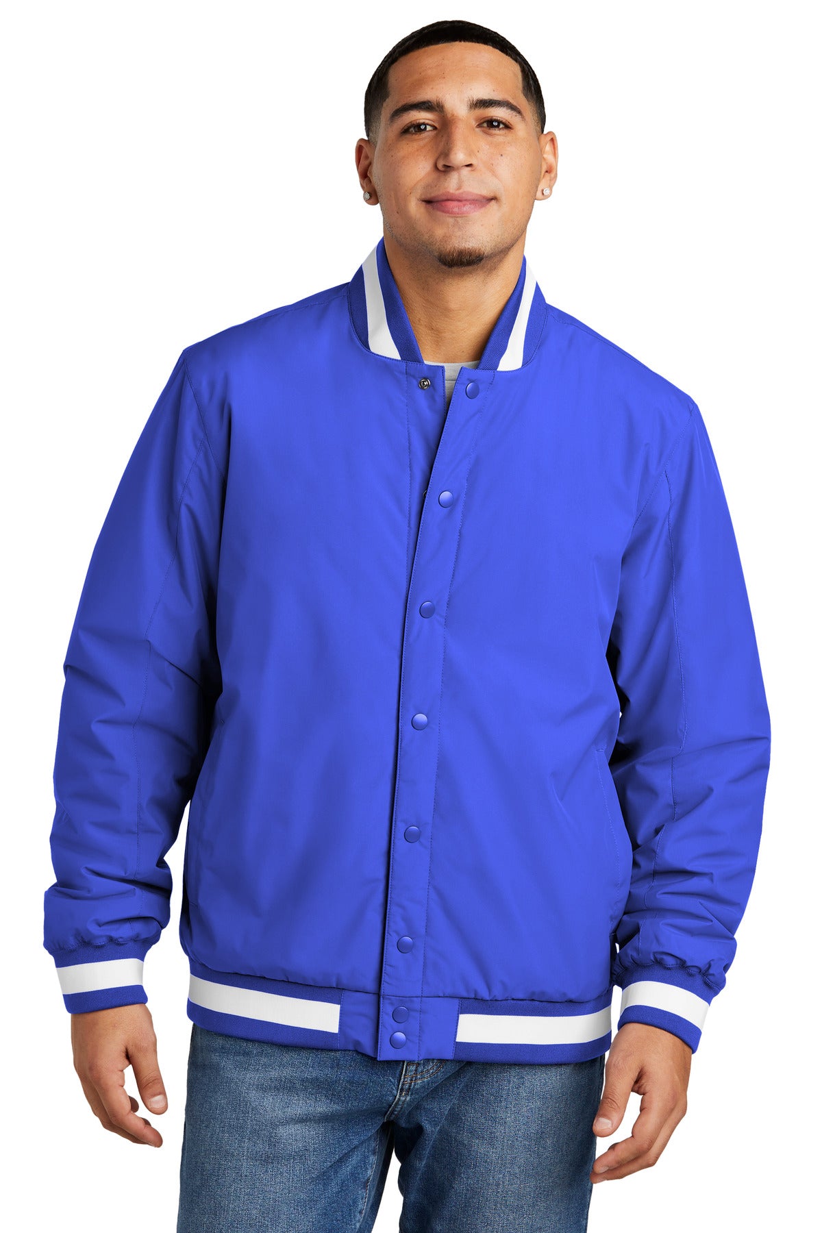 Sport-Tek® Men's Insulated Varsity Jacket Mens Apparel Jackets & Vests