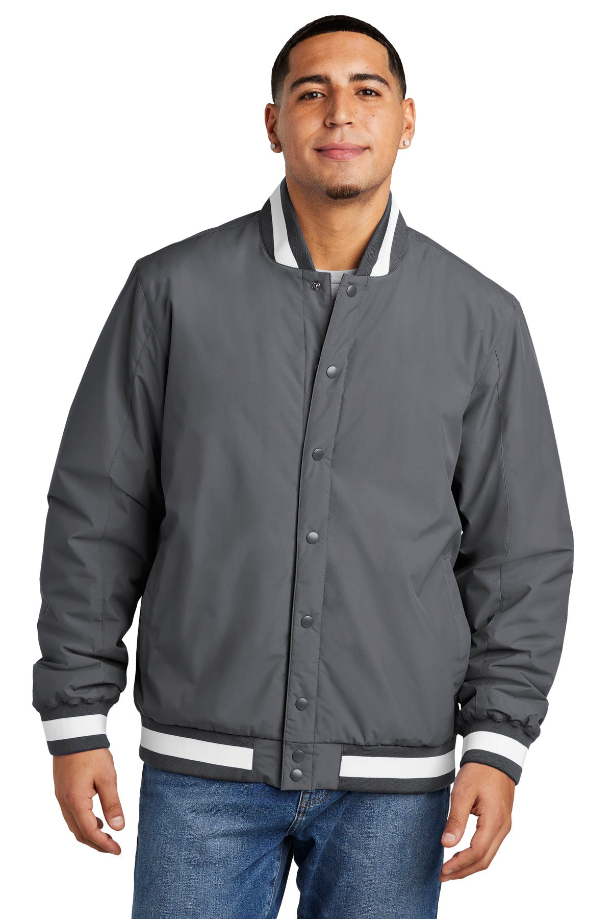 Sport-Tek® Men's Insulated Varsity Jacket Mens Apparel Jackets & Vests