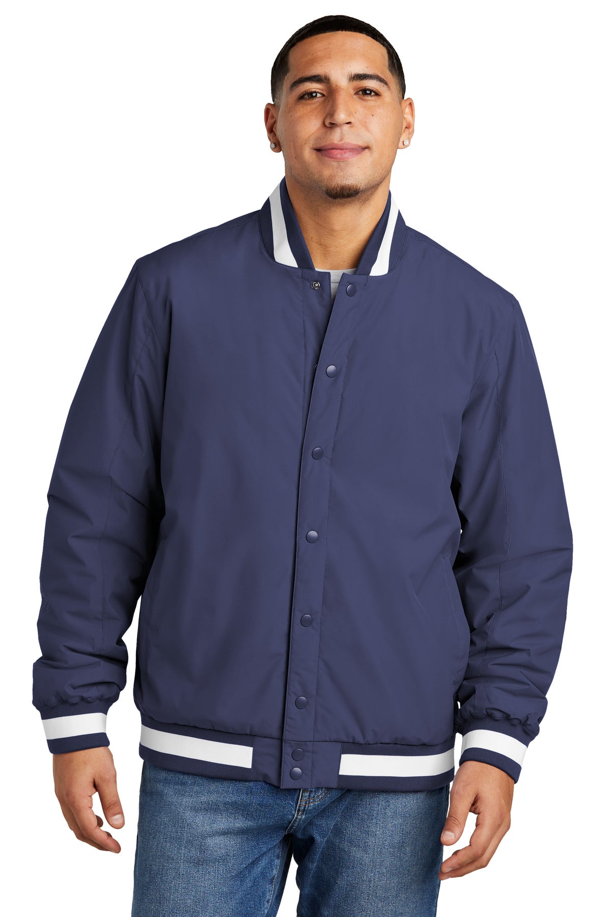 Sport-Tek® Men's Insulated Varsity Jacket Mens Apparel Jackets & Vests