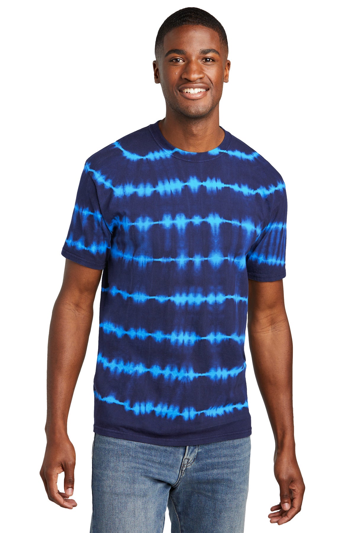 Port & Co Men's Allover Stripe Tie-Dye Tee PC142