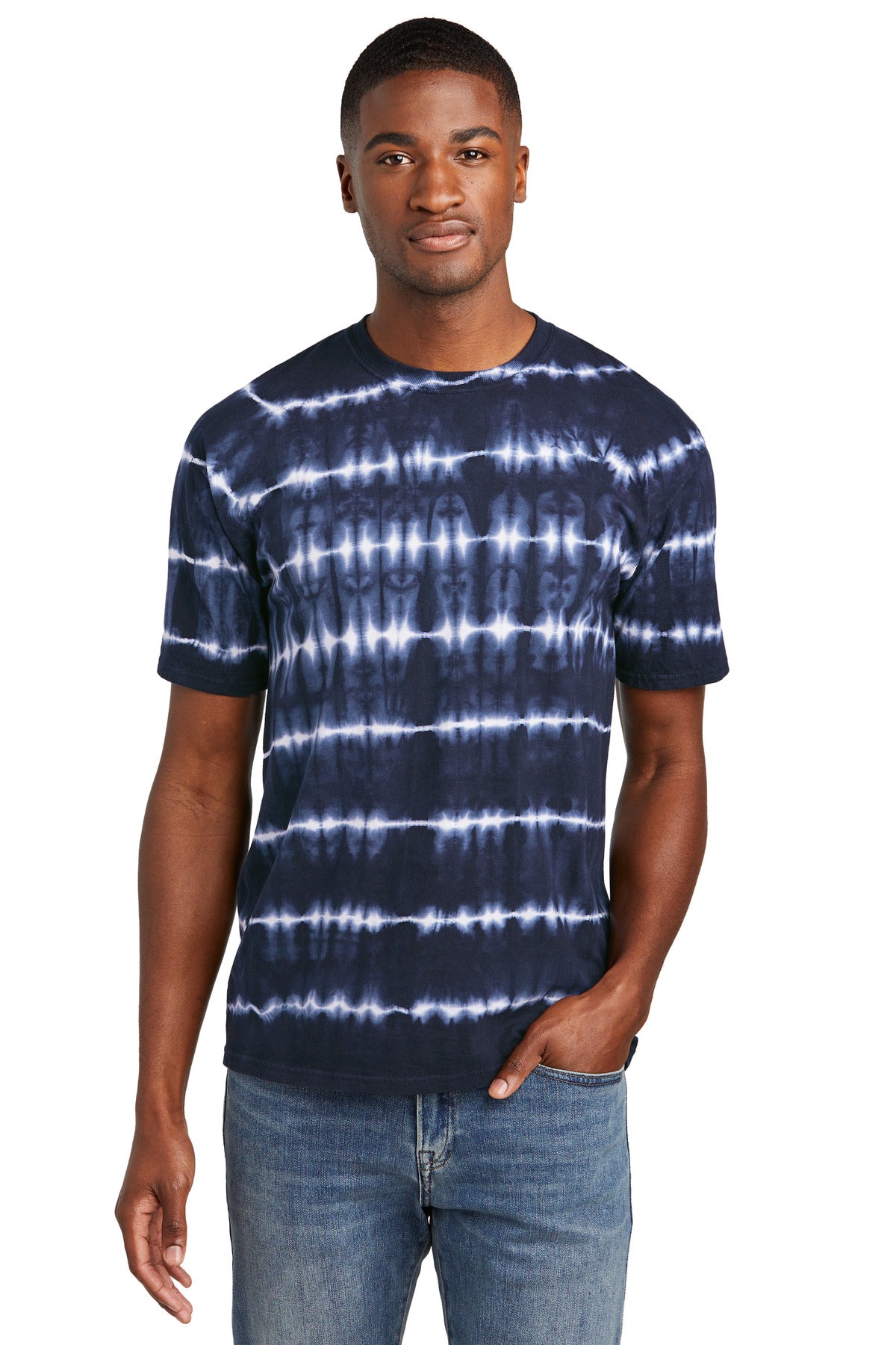 Port & Co Men's Allover Stripe Tie-Dye Tee PC142