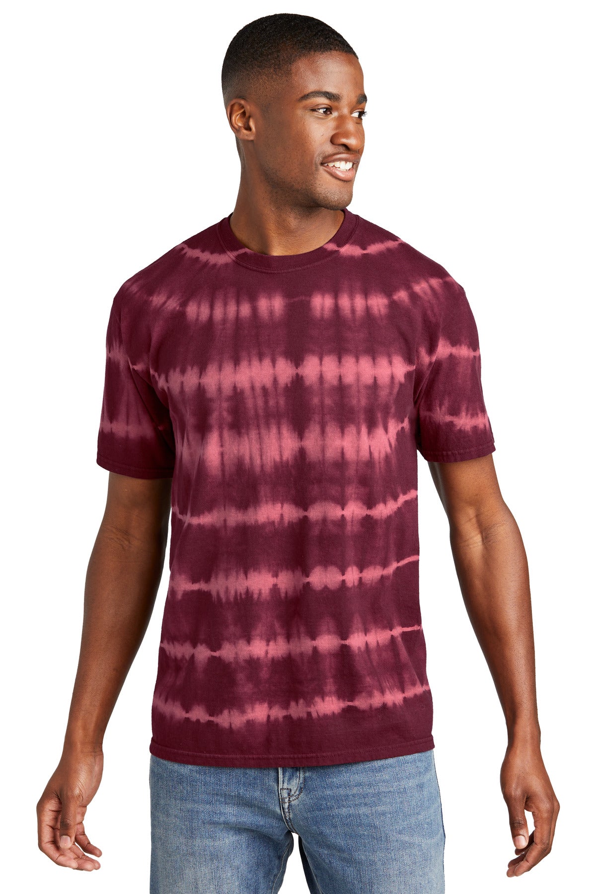Port & Co Men's Allover Stripe Tie-Dye Tee PC142
