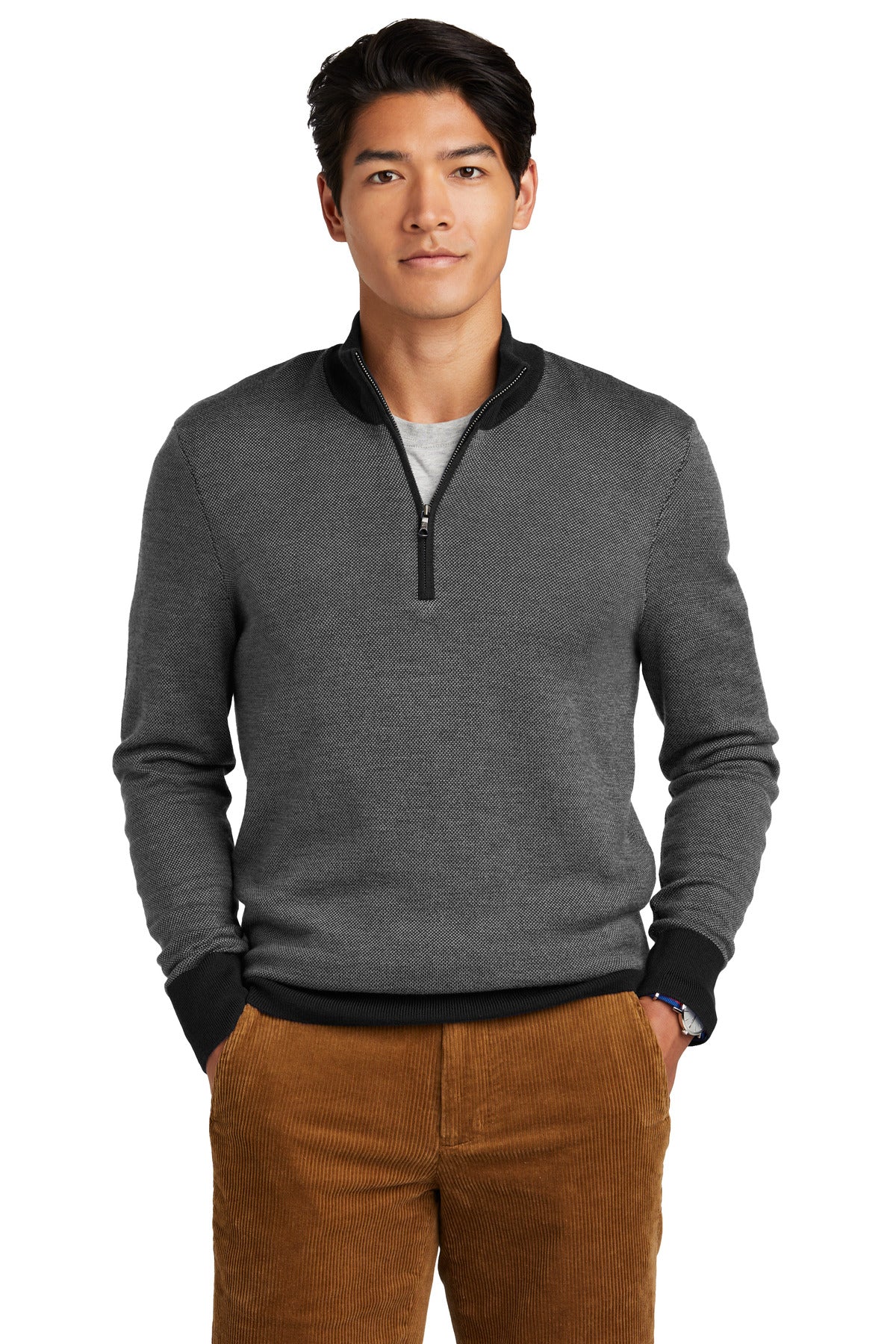 Brooks Brothers Washable Merino Birdseye 1/4-Zip Sweater. BB18412 Corporate Apparel Sweatshirts & Fleece