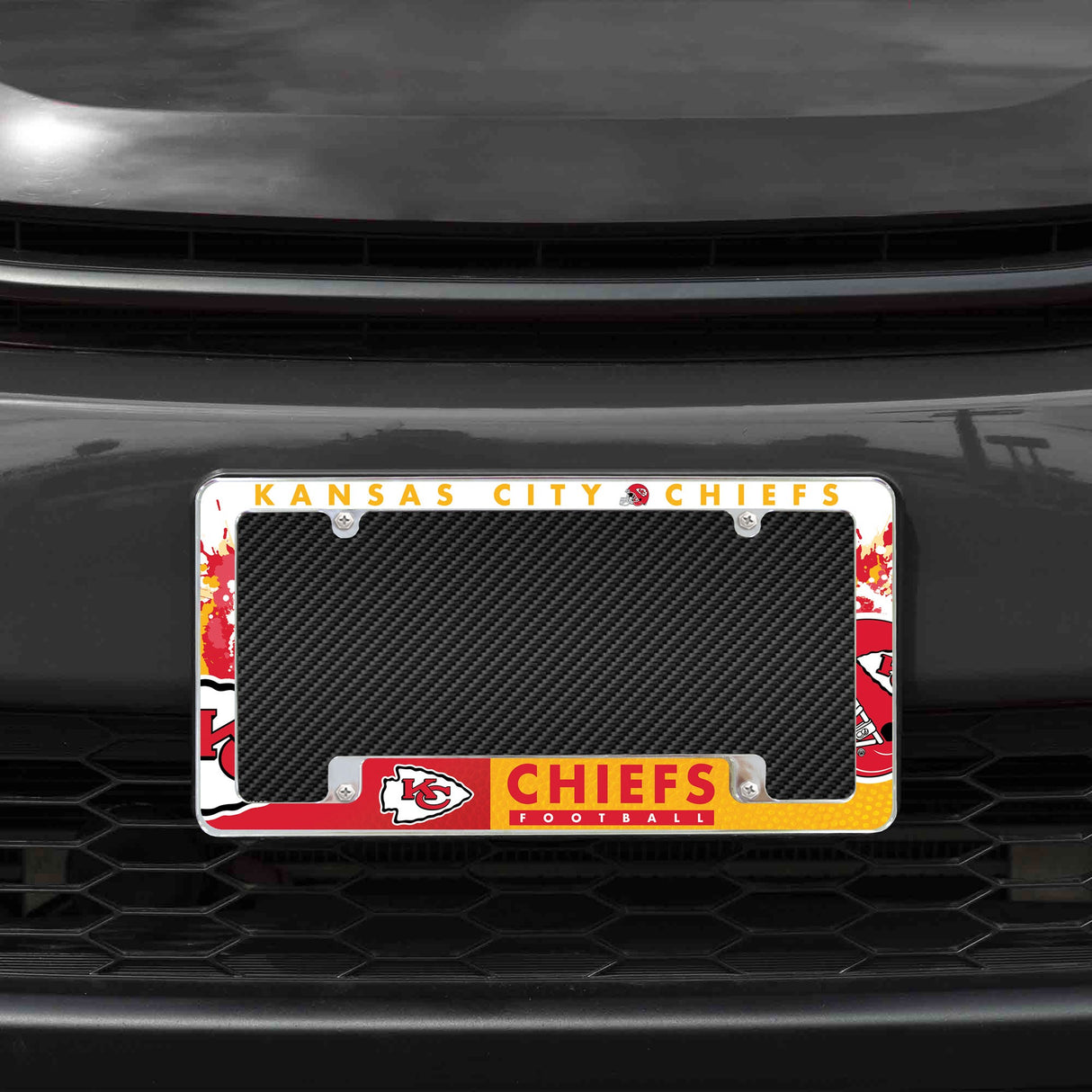 Rico Industries NFL Kansas City Chiefs Primary 12" x 6" Chrome License Plate Frame-1