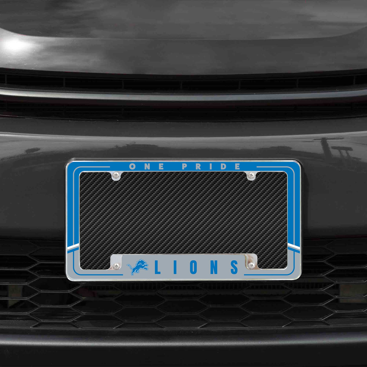 Rico Industries NFL Detroit Lions Two-Tone 12" x 6" Chrome License Plate Frame-1