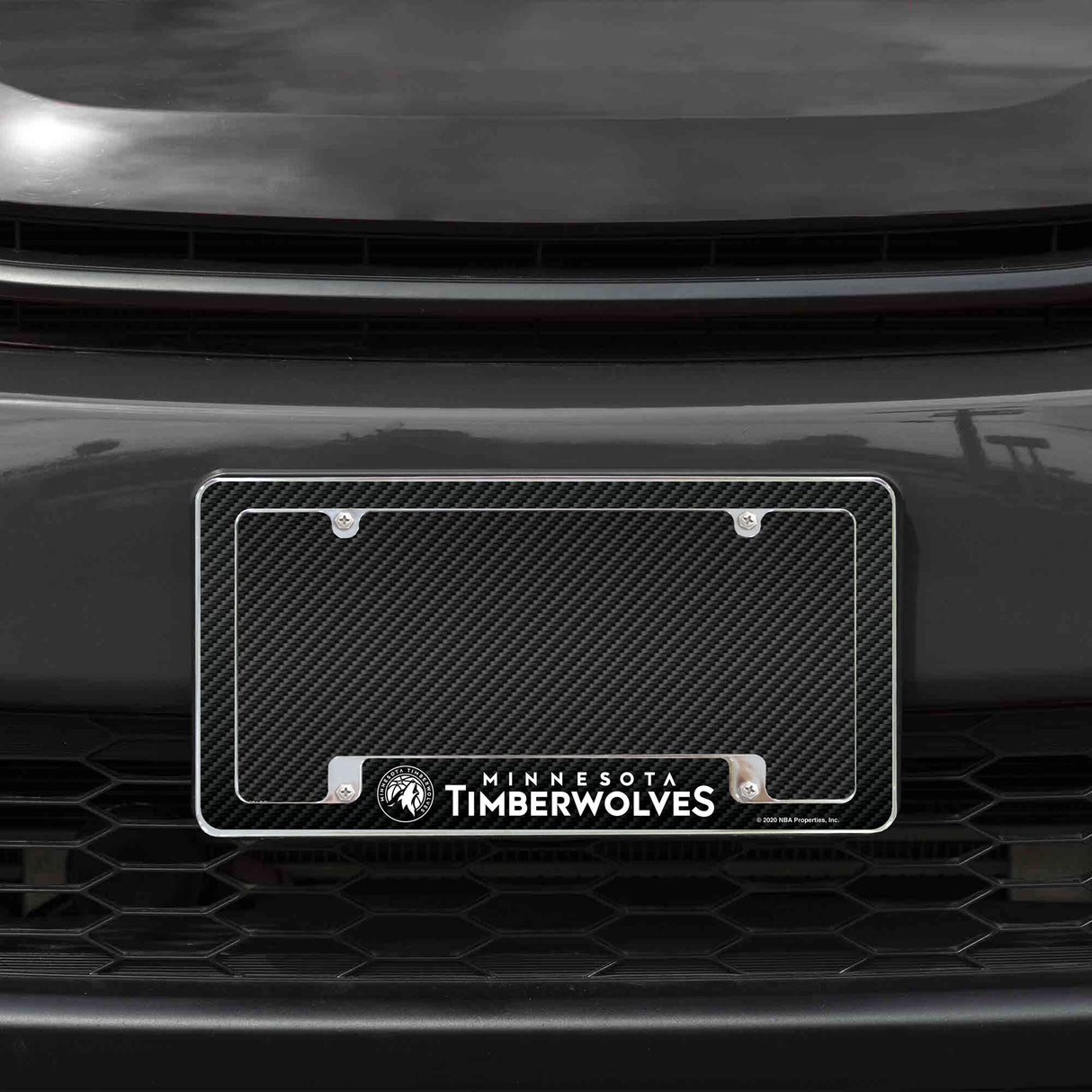 Rico Industries NBA Minnesota Timberwolves Black 12" x 6" Chrome License Plate Frame-1