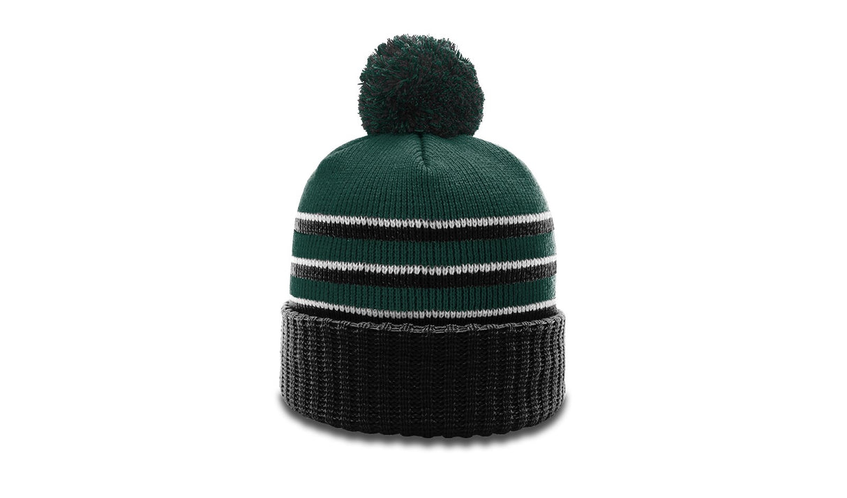 Richardson Striped Beanie with Cuff & Pom Unisex Accessories Hats & Caps