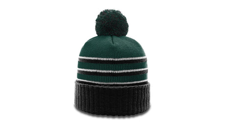 Richardson Striped Beanie with Cuff & Pom Unisex Accessories Hats & Caps