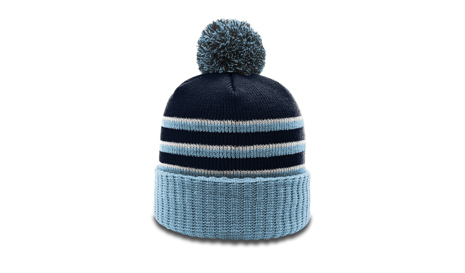 Richardson Striped Beanie with Cuff & Pom Unisex Accessories Hats & Caps