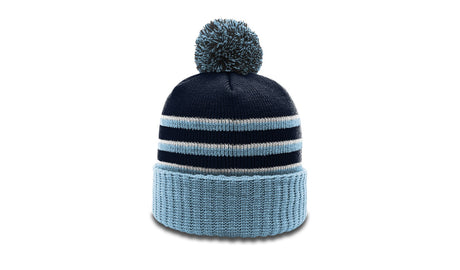 Richardson Striped Beanie with Cuff & Pom Unisex Accessories Hats & Caps