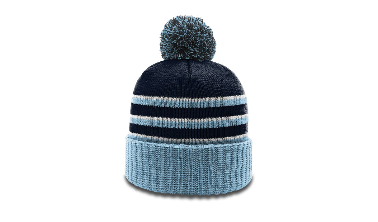 Richardson Striped Beanie with Cuff & Pom Unisex Accessories Hats & Caps