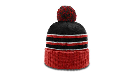 Richardson Striped Beanie with Cuff & Pom Unisex Accessories Hats & Caps